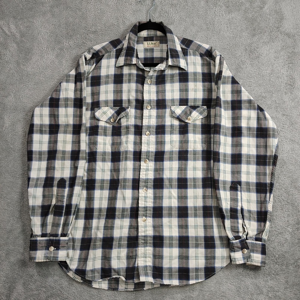 Vtg LL Bean Shirt‎ Mens L Macflannel Plaid Cotton Blend Made in USA Grunge